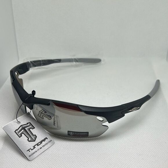 Tundra Mens Semi Rimless Mirrored Wrap Sunglasses - Picture 1 of 3